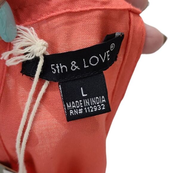 5th & Love Sleeveless Blouse Womens Size Large Coral Boho Embroidered New With T - Picture 7 of 8